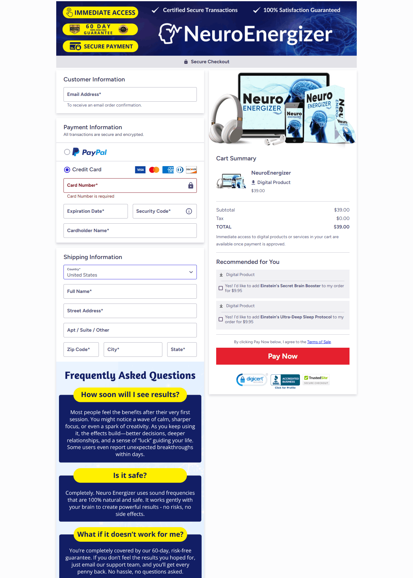 Neuro Energizer-checkout-page